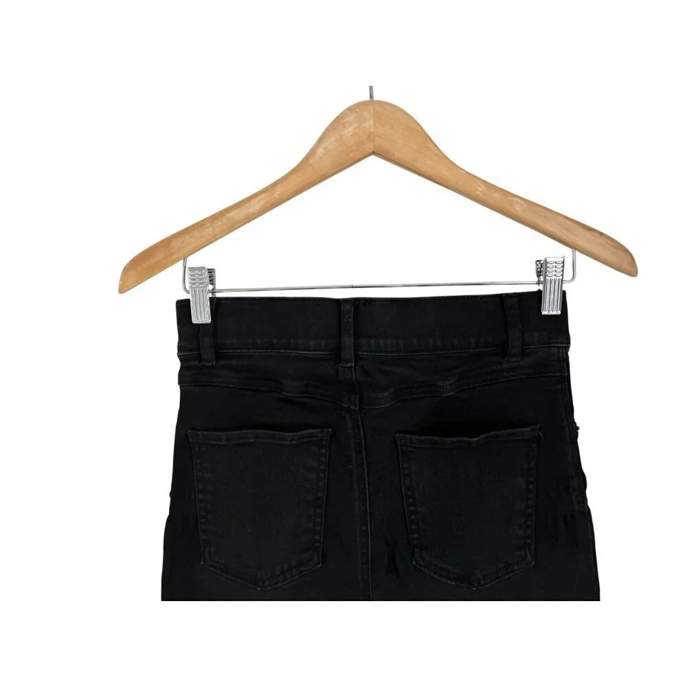 Spanx Pull On Vintage Black Legging Raw Hem Distressed Jeans Size S/P